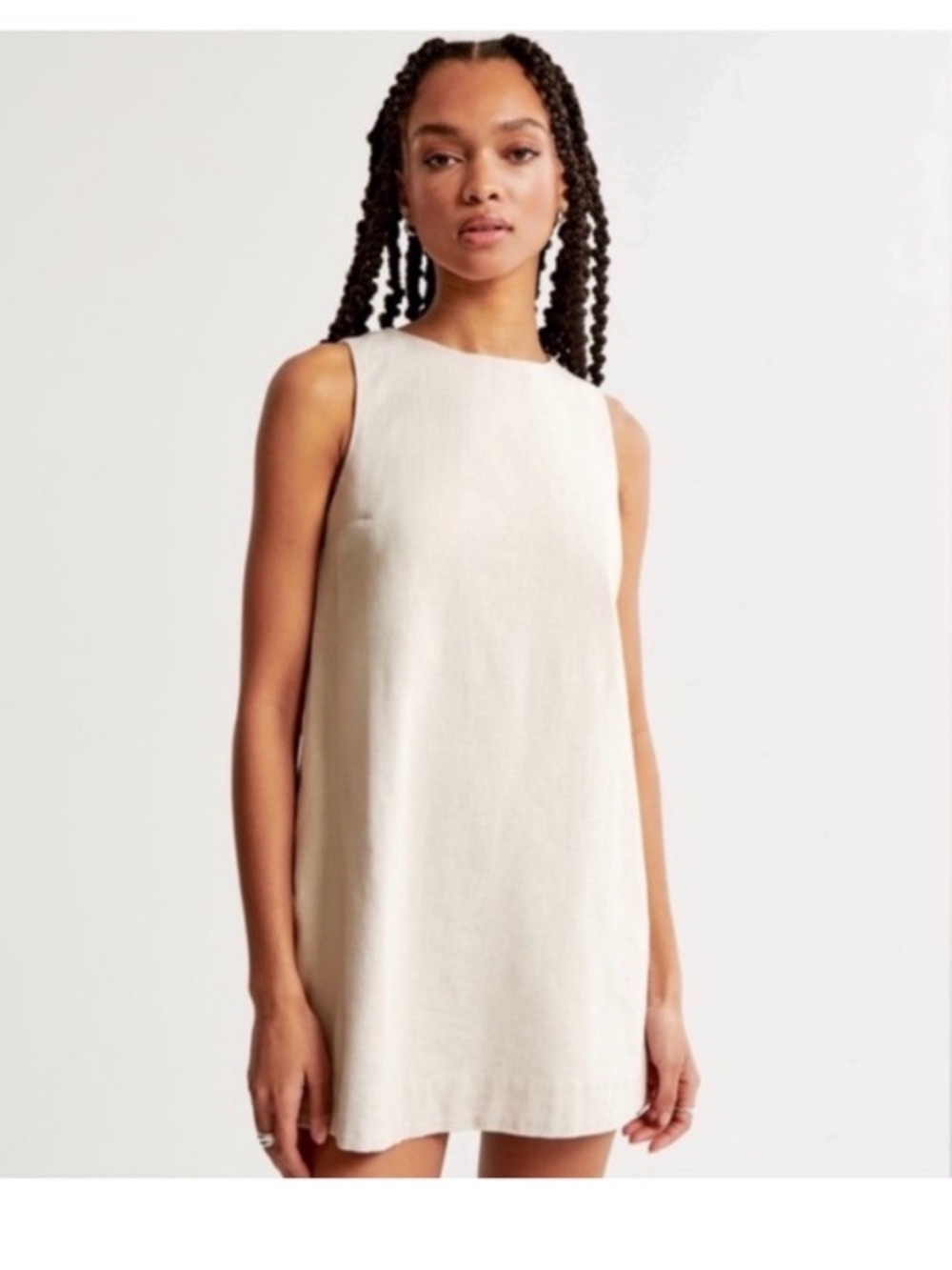 Abercrombie & Fitch Sleeveless Shift Dress in Cream